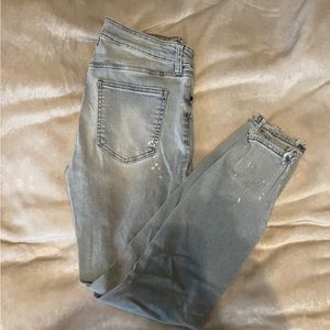 Pistola Arielle Skinny Paint Splatter Distressed Frayed Hem Jean